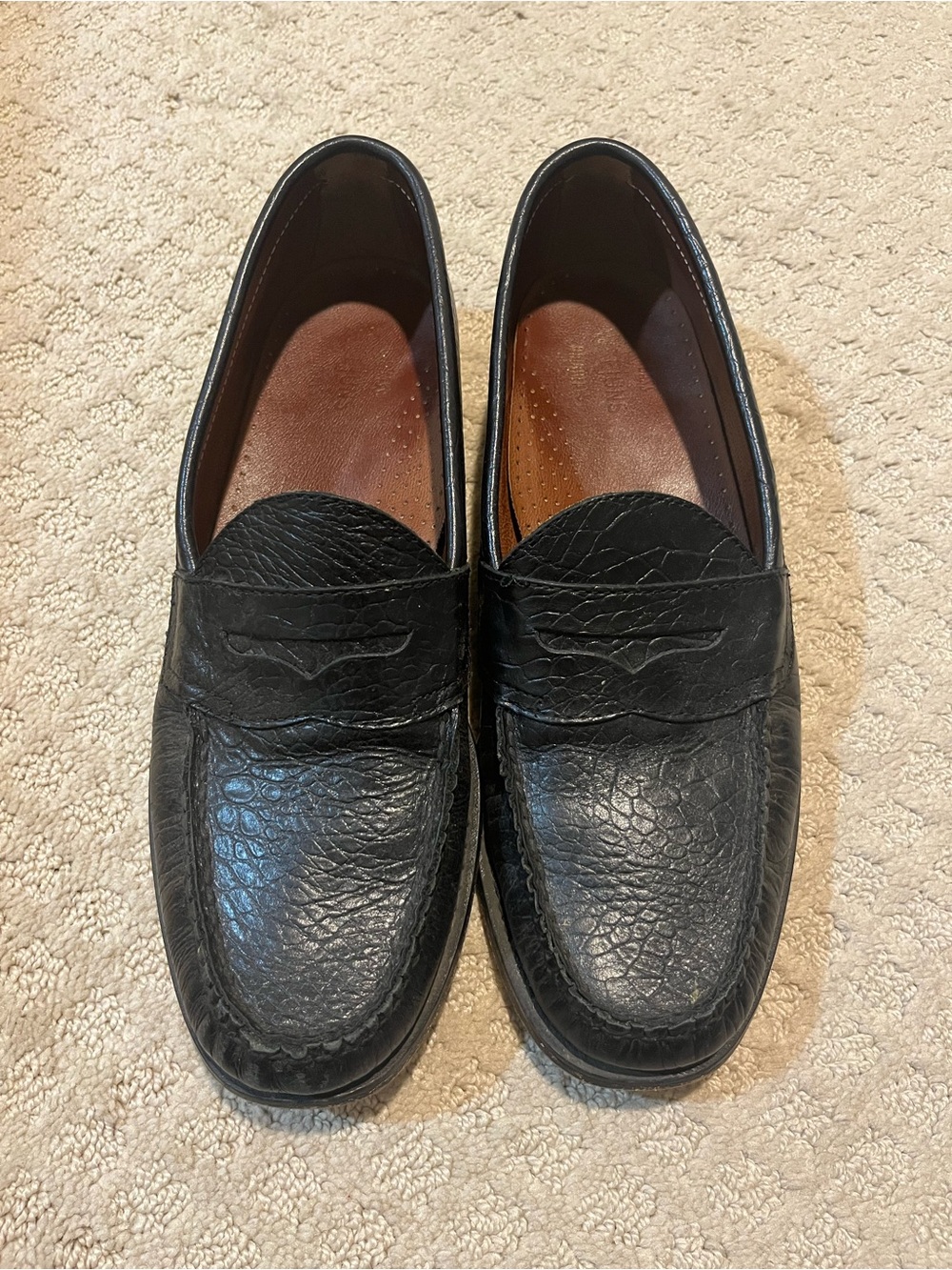 G.H. Bass & Co. Black Textured Leather Penny Loafers